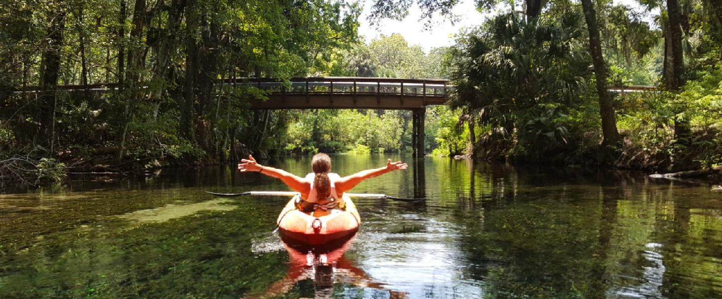 A paddler on the Silver River in Silver Springs State Park